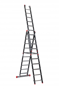 De sterkste professionele 3 delige Ladder van NL✔ De Manhattan Reformladder is leverbaar van 3x7 t/m 3x16 sporten✔ Werkhoogte ladder 11 meter✔ Uit voorraad✔