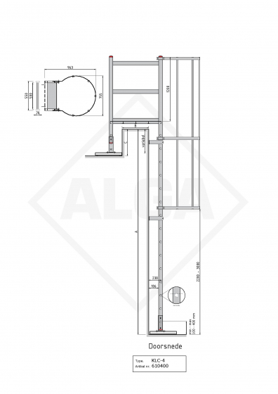 Kooiladder KLC-424 met overstapbordes