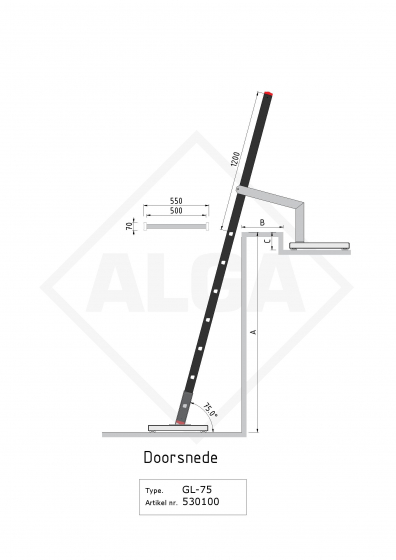 Gevelladder GLA-75°-107