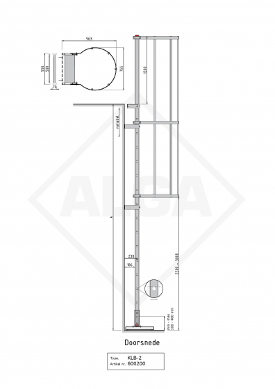 Kooiladder KLB-214 met uitstaptrede