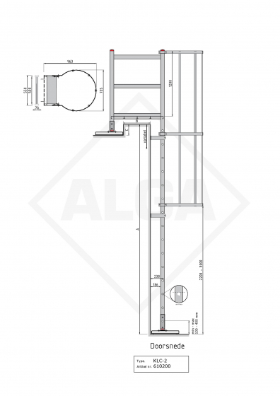 Kooiladder KLC-236 met passage bordes