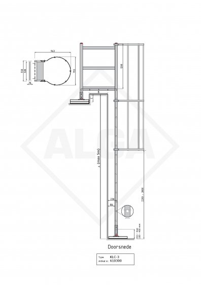 Kooiladder KLC-313 met passage bordes