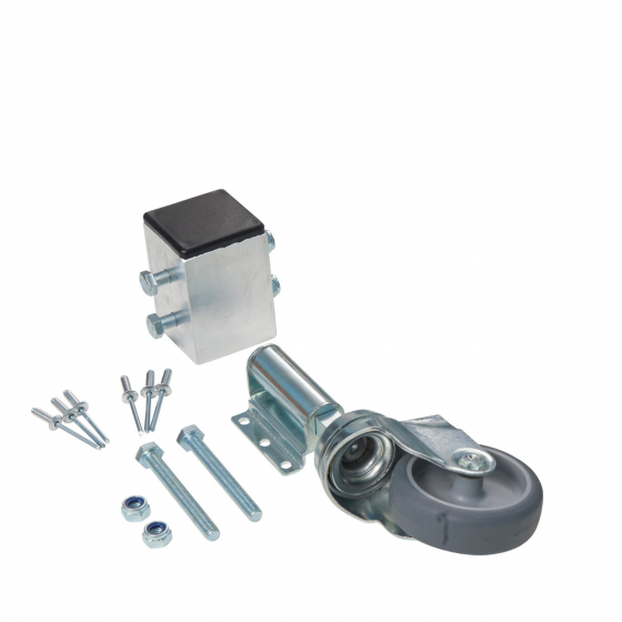 Verend zwenkwiel dia. 50 mm.  + montageblok