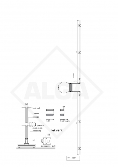 Hekwerk dakrand meelopend lengte 4,10 meter (set)