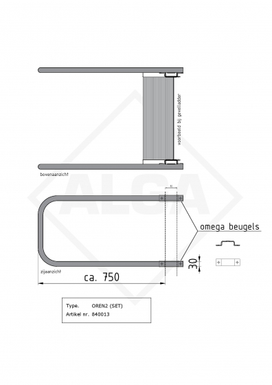 Uitstaporen Kooiladder en Geveladder buis Ø 30 mm. (set 2 stuks)