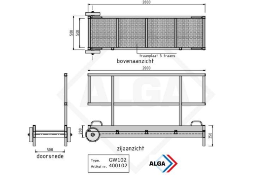 Aluminium gangway 2 meter (binnenvaart)